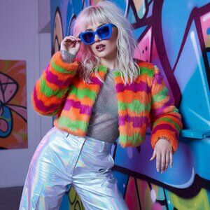 NEW Geo Glam Oversized Trendy Designer Style Sunglasses - Blue